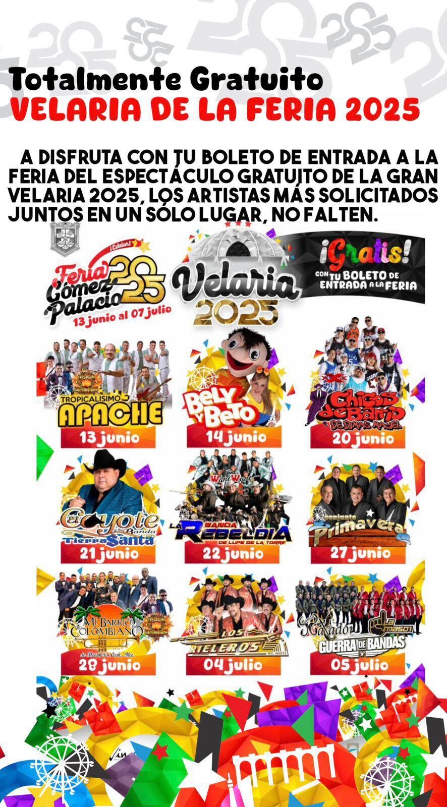 Feria Nacional Gómez Palacio 2025 Espectáculos en la Velaria